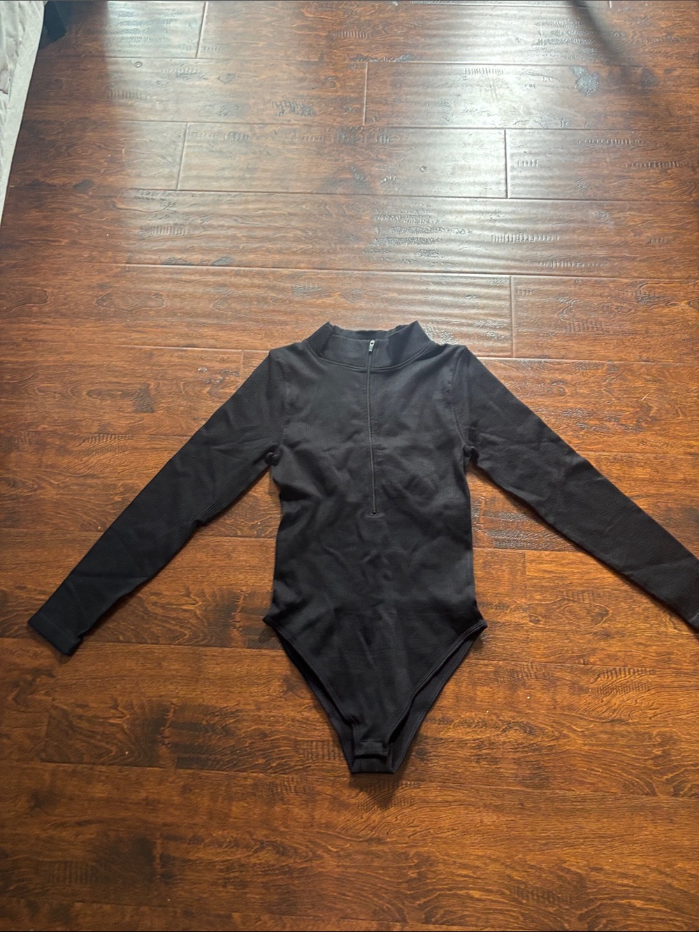Women’s Black Long-Sleeve Zip-Front Bodysuit